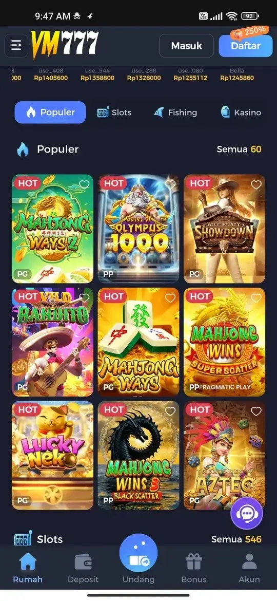 VM777 koleksi permainan slot populer